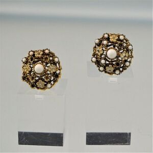 Vintage 1950s Estate Clip On Earrings Geno Signed Jewelry Division Of Richelieu